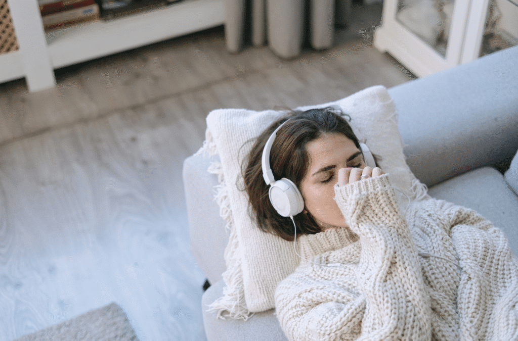 A person practicing gentle bilateral tapping as part of EMDR therapy, a technique used to support emotional regulation and trauma healing.